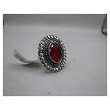 German Silver Ring With Jewel, Size 9