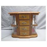 Wooden Jewelry Cabinet with Glass Panels
