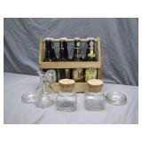 Rustic Crate with Bottles and Glass Jars
