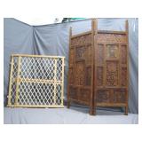 Wooden Room Divider with Intricate Carvings