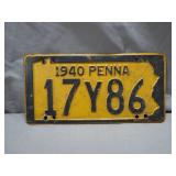 1940 Pennsylvania License Plate