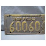 1939 Pennsylvania License Plate