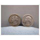 1956 & 1957 D Washington Silver Quarters
