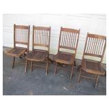 Four Wooden Slatted Folding Chairs