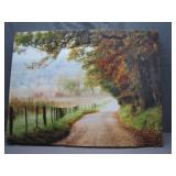 Framed Countryside Autumn Road Canvas Art