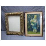 Framed Artworks: Empty Frame & Vintage Asian Print