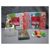 Holiday Decor Lot With Wrap and Collectibles