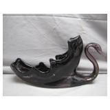 Glass Swan-Shaped Planter with Wave Design