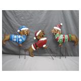 Three Holiday Dachshund Lawn Decor