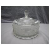 Glass Lidded Dish with Embossed Motif