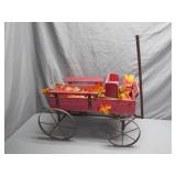 Red Wooden Decorative Wagon