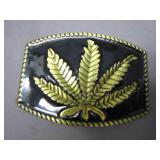 Gold and Black Marijuana Leaf Belt Buckle