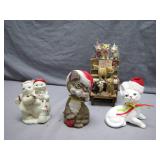 Festive Cat Figurine Collection with Cozy Charm