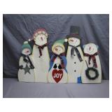 Wooden Snowman Family Light Display