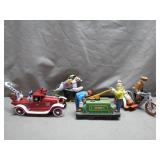 4 Tin Wind-Up Toy Vehicles