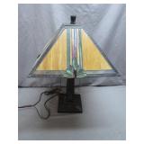 Stained Glass Table Lamp With Mission-Style Art