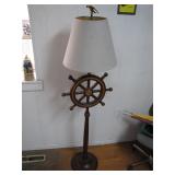 Nautical Steering Wheel Floor Lamp with Eagle