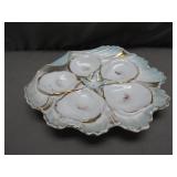 Porcelain Oyster Plate with Gold Accents