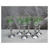 6 Art Deco Style Chrome and Glass Shot Glasses