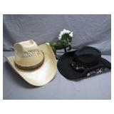 Cowgirl Hats & Ceramic Horse Set