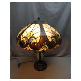 Stained Glass Table Lamp With Ornate Base