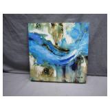 Abstract Canvas Art in Blue and Earth Tones