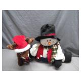 Festive Plush Snowman and Reindeer Pair
