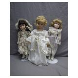 3 Collectible Porcelain Dolls