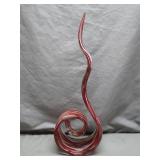 Red And White Swirl Art Glass Sculpture
