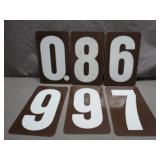 Brown and White Number Sign Panels
