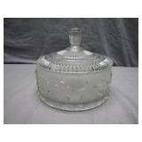 Glass Lidded Dish with Embossed Motif