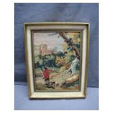 Framed Needlepoint Landscape With Hunter