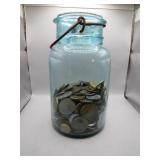 Mason Jar of Foreign Coins