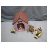 Dog House Figurine Collection With Pups