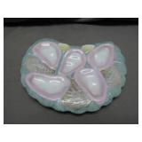 Porcelain Oyster Plate with Pink Accents