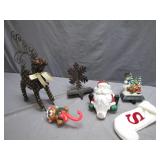 Festive Holiday Decor Lot with Santa and Reindeer