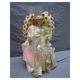 Illuminated Angel Tree Topper with Golden Wings