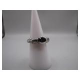 Sterling Silver Ring With Jewel, Size 7