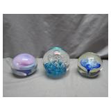 3 Handcrafted Glass Paperweights