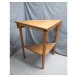 Triangular Wooden Side Table With Shelf