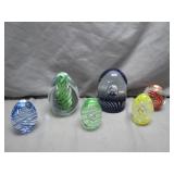 6 Handcrafted Art Glass Paperweights