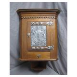 Handcrafted Wooden Wall Cabinet with Tin Detailing