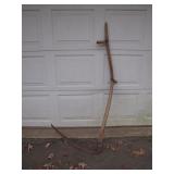Antique 5-Foot Wooden Hay Scythe, 27-Inch Blade