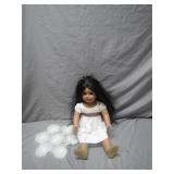 18-Inch Doll with Black Hair and White Dress
