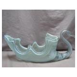 Graceful Glass Swan Bowl with Rippled Design