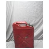 Red Metal Jerry Can with X Markings