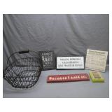 Metal Basket and Inspirational Signs Collection