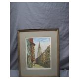 Framed Artwork of a European City Scene