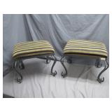 Matching Pair of Upholstered Foot Stools