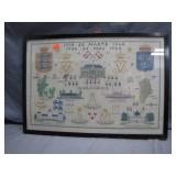 Framed Danish Royalty Cross-Stitch Art